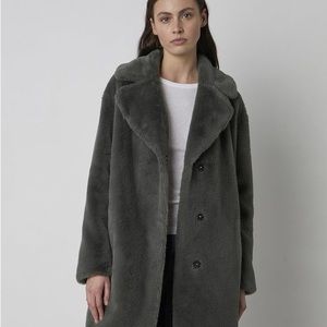 Faux fur green Velvet coat